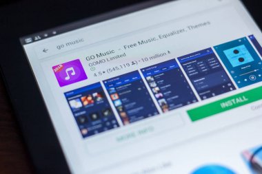 Ryazan, Rusya Federasyonu - 21 Mart 2018 - git müzik simgesini mobil uygulamalar listesi.