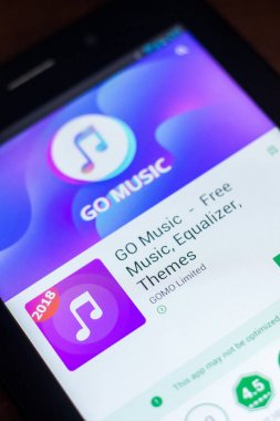 Ryazan, Rusya Federasyonu - 21 Mart 2018 - git müzik mobil uygulaması Tablet Pc ekranda.