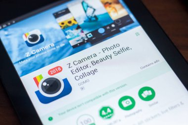 Ryazan, Rusya Federasyonu - 21 Mart 2018 - Z kamera mobil uygulaması Tablet Pc ekranda.