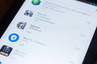Ryazan, Rusya Federasyonu - 21 Mart 2018 - Applock simgesi mobil uygulamalar listesi.