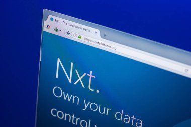 Ryazan, Rusya Federasyonu - 29 Mart 2018 - Pc ekranda ana Nxt Kripto para birimi.