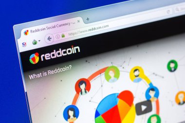Ryazan, Rusya Federasyonu - 29 Mart 2018 - Reddcoin ana sosyal Kripto para üstünde belgili tanımlık göstermek PC, web - reddcoin.com.