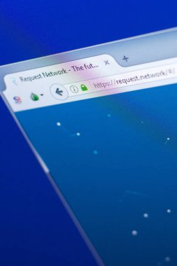 Ryazan, Rusya Federasyonu - 29 Mart 2018 - Pc, ekranda ana, istek ağ web adresi - request.network