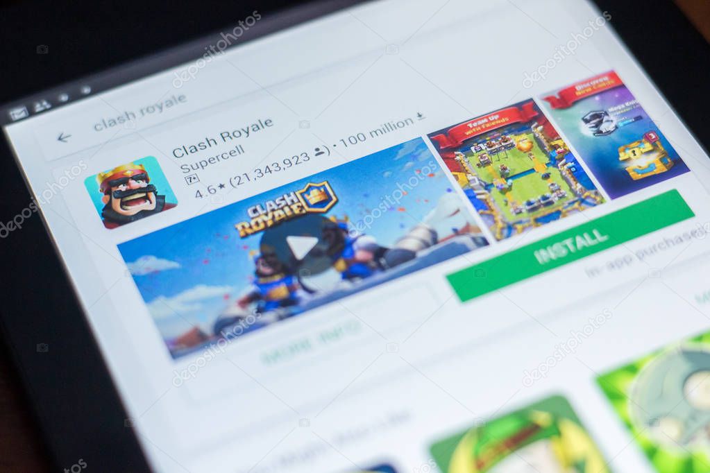 Ryazan, Russia - March 21, 2018 - Clash Royale icon in the list of mobile apps