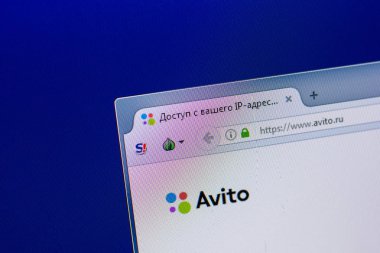 Ryazan, Rusya Federasyonu - 16 Nisan 2018 - Pc, url ekranda Avito ana Web sitesi - avito.ru.