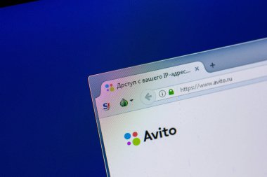 Ryazan, Rusya Federasyonu - 16 Nisan 2018 - Pc, url ekranda Avito ana Web sitesi - avito.ru.