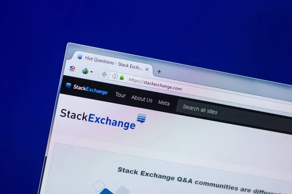 Ryazan Rusya Federasyonu Nisan 2018 Url Ekranda Stackexchange Ana Web — Stok fotoğraf