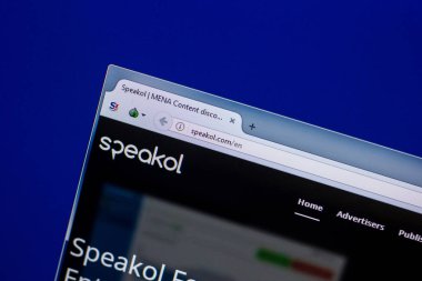 Ryazan, Rusya Federasyonu - 16 Nisan 2018 - Pc, url ekranda Speakol ana Web sitesi - speakol.com