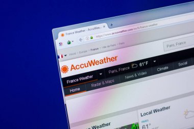 Ryazan, Rusya Federasyonu - 16 Nisan 2018 - Pc, url ekranda Accuweather ana Web sitesi - HumanWorks.