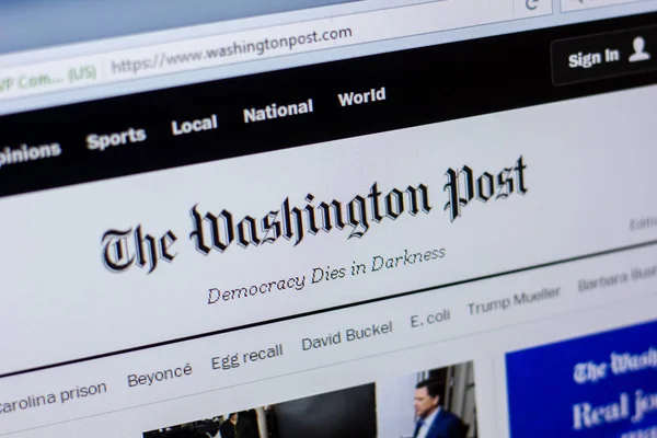 Ryazan Rusia Abril 2018 Página Web Washington Post Pantalla Url — Foto de Stock