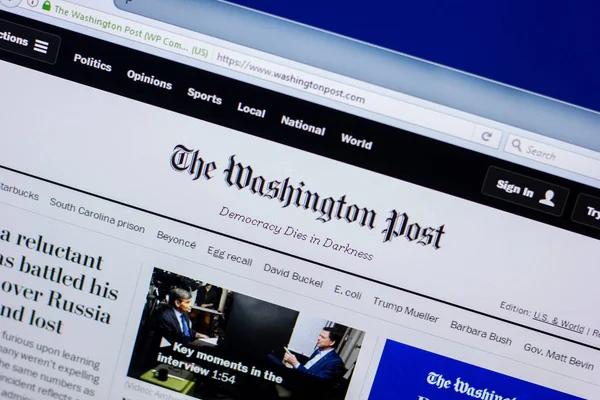 Rjazaň Rusko Dubna 2018 Domovská Stránka Webové Stránky Washington Post — Stock fotografie
