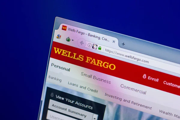 Ryazan Rusya Federasyonu Nisan 2018 Url Ekranda Wells Fargo Ana — Stok fotoğraf