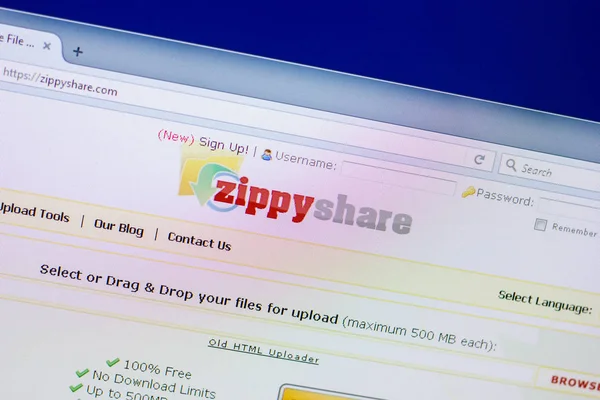 Ryazan Rusya Federasyonu Nisan 2018 Zippyshare Ana Web Sitesi Url — Stok fotoğraf