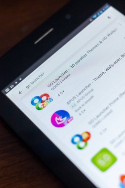 Ryazan, Rusya Federasyonu - 21 Mart 2018 - Go Launcher simgesi mobil uygulamalar listesi.