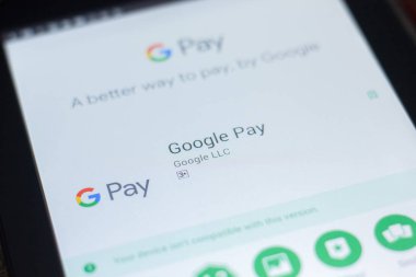 Ryazan, Rusya Federasyonu - 19 Nisan 2018 - Google ödeme mobil uygulaması Tablet Pc ekranda.