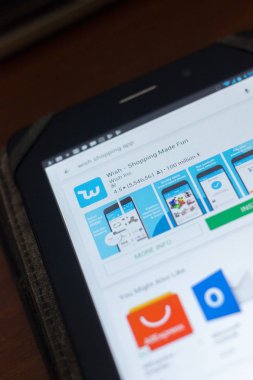 Ryazan, Rusya Federasyonu - 19 Nisan 2018 - dilek simgesi üzerinde mobil uygulamalar listesi.