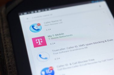 Ryazan, Rusya Federasyonu - 19 Nisan 2018 - benim T-Mobile simgesi üzerinde mobil uygulamalar listesi.