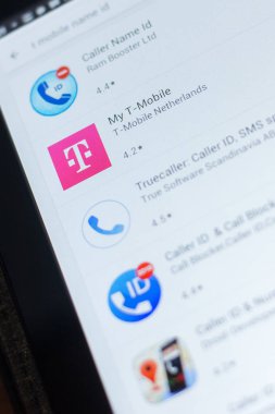 Ryazan, Rusya Federasyonu - 19 Nisan 2018 - benim T-Mobile simgesi üzerinde mobil uygulamalar listesi.