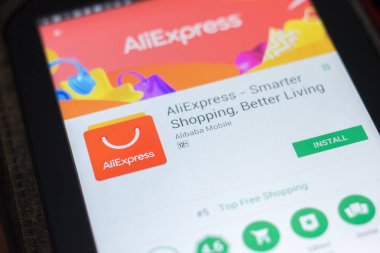 Ryazan, Rusya Federasyonu - 19 Nisan 2018 - Aliexpress mobil uygulaması Tablet Pc ekranda.