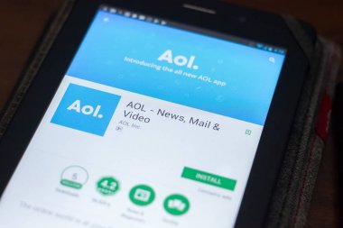 Ryazan, Rusya Federasyonu - 19 Nisan 2018 - Aol mobil uygulaması Tablet Pc ekranda.