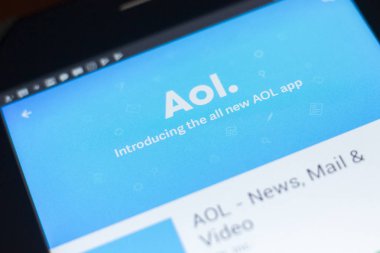 Ryazan, Rusya Federasyonu - 19 Nisan 2018 - Aol mobil uygulaması Tablet Pc ekranda.