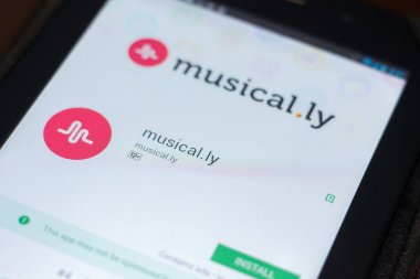 Ryazan, Rusya Federasyonu - 19 Nisan 2018 - Musical.ly simgesi üzerinde mobil uygulamalar listesi.