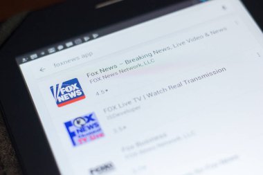 Ryazan, Rusya Federasyonu - 19 Nisan 2018 - Fox Haber simgesi üzerinde mobil uygulamalar listesi.