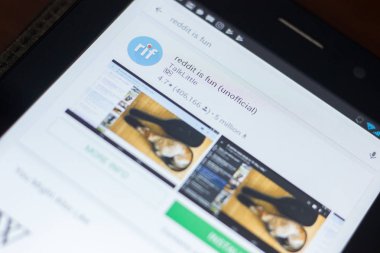 Ryazan, Rusya Federasyonu - 19 Nisan 2018 - Reddit mobil uygulamalar listesini eğlenceli simge yoktur.