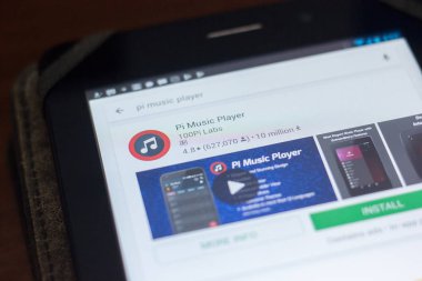 Ryazan, Rusya Federasyonu - 19 Nisan 2018 - Pi müzik Player simgesi üzerinde mobil uygulamalar listesi.