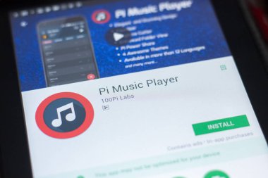 Ryazan, Rusya Federasyonu - 19 Nisan 2018 - Pi müzik çalar mobil uygulaması Tablet Pc ekranda.