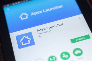 Ryazan, Rusya Federasyonu - 19 Nisan 2018 - Apex Launcher mobil uygulaması Tablet Pc ekranda.