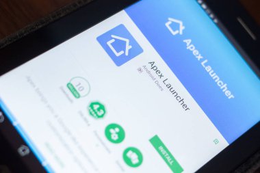 Ryazan, Rusya Federasyonu - 19 Nisan 2018 - Apex Launcher mobil uygulaması Tablet Pc ekranda.