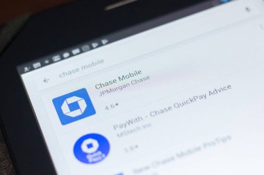 Ryazan, Rusya Federasyonu - 19 Nisan 2018 - Chase cep simgesi üzerinde mobil uygulamalar listesi.