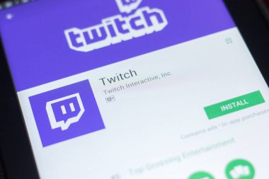 Ryazan, Rusya Federasyonu - 19 Nisan 2018 - Twitch Tablet Pc ekranda hareket eden app.