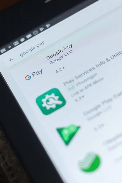 Ryazan, russland - 19. april 2018 - google pay icon auf der liste der mobilen apps. — Stockfoto