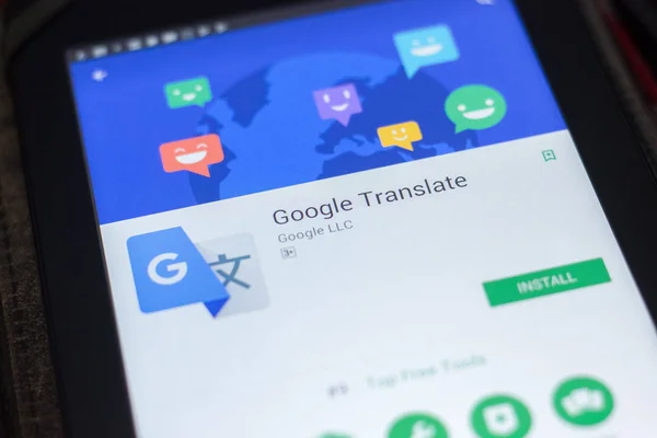 Ryazan, Rusya Federasyonu - 19 Nisan 2018 - Google Translate mobil uygulaması Tablet Pc ekranda.