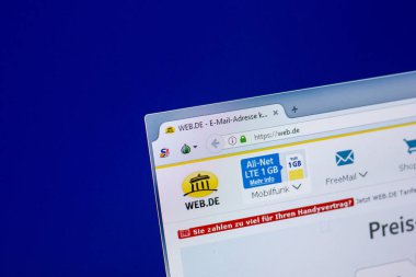 Ryazan, Rusya Federasyonu - 16 Nisan 2018 - Pc, url görüntüleme Web ana Web sitesi - web.de