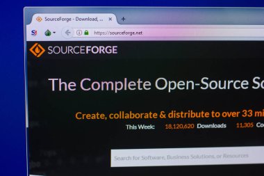Ryazan, Rusya Federasyonu - 16 Nisan 2018 - Sourceforge ana Web sitesi Pc, url ekranda - sourceforge.net