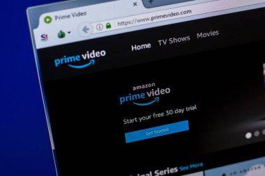 Ryazan, Rusya Federasyonu - 16 Nisan 2018 - Amazon Primevideo ana Web sitesi Pc, url - Primevideo.com görüntüleme