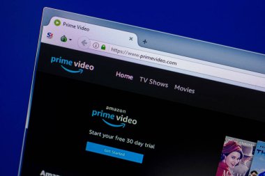 Ryazan, Rusya Federasyonu - 16 Nisan 2018 - Amazon Primevideo ana Web sitesi Pc, url - Primevideo.com görüntüleme