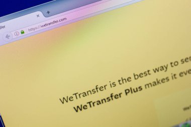 Ryazan, Rusya Federasyonu - 16 Nisan 2018 - Wetranfer ana Web sitesi Pc, url - Wetranfer.com görüntüleme