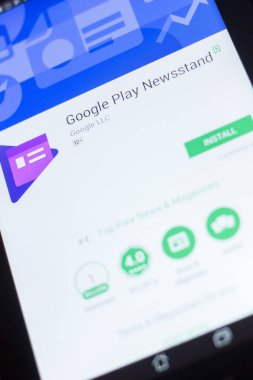 Ryazan, Rusya Federasyonu - 19 Nisan 2018 - Google gazete bayi oyun mobil uygulaması Tablet Pc ekranda.