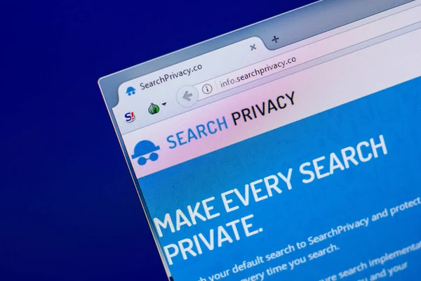 リャザン、ロシア - 2018 年 4 月 16 日 - 検索プライバシー ホームページ ウェブサイト url - Searchprivacy.co、Pc のディスプレイに — ストック写真