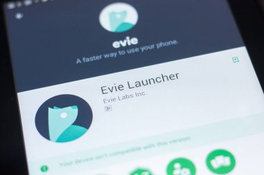 Ryazan, Rusya Federasyonu - 19 Nisan 2018 - Evie Launcher mobil uygulaması Tablet Pc ekranda