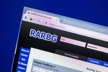 Ryazan, Rusya - 29 Nisan 2018: Rarbg ana Web sitesi Pc, url - Rarbg.is görüntüleme