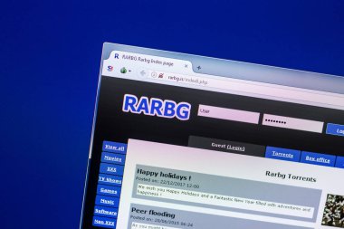Ryazan, Rusya - 29 Nisan 2018: Rarbg ana Web sitesi Pc, url - Rarbg.is görüntüleme