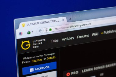 Ryazan, Rusya - 29 Nisan 2018: Ana Ultimate guitar Web Pc, url - Ultimate-guitar.com görüntüleme.