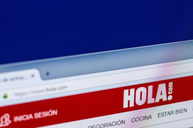 Ryazan, Rusya - 29 Nisan 2018: Hola ana Web sitesi Pc, url - Hola.com görüntüleme