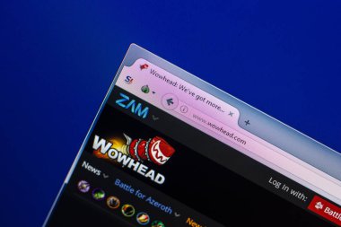 Ryazan, Rusya - 29 Nisan 2018: Wowhead ana Web sitesi Pc, url - Wowhead.com görüntüleme.