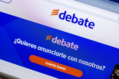 Ryazan, Rusya - 29 Nisan 2018: Ana tartışma Web sitesi Pc, url - Debate.com.mx görüntüleme.